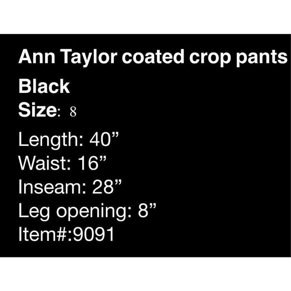 Ann Taylor Coated Wide Leg Crop Pants, Black- 8 - Picture 5 of 5